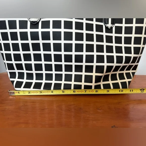 Kate Spade Checkered Pattern Tote in Black and White - Picture 7 of 9